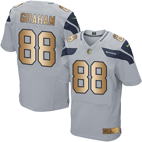 Nike Seahawks #88 Jimmy Graham Grey Alternate Men's Stitched NFL Elite Gold Jersey - Click Image to Close